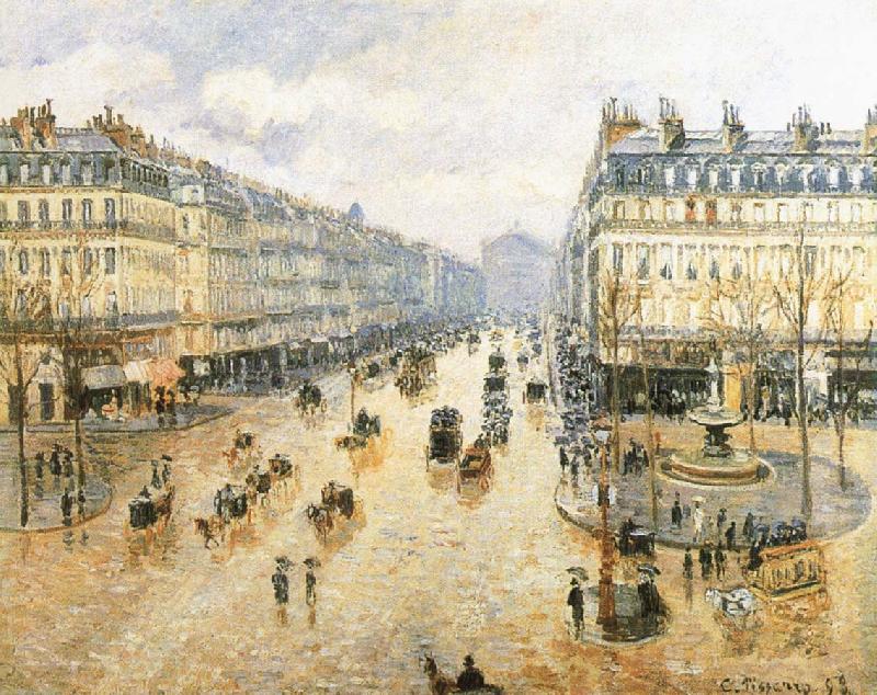 Camille Pissarro Theater Square, the French rain France oil painting art